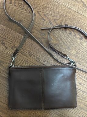 Brown Leather Crossbody Bag - Minimalist Men’s Travel Pouch